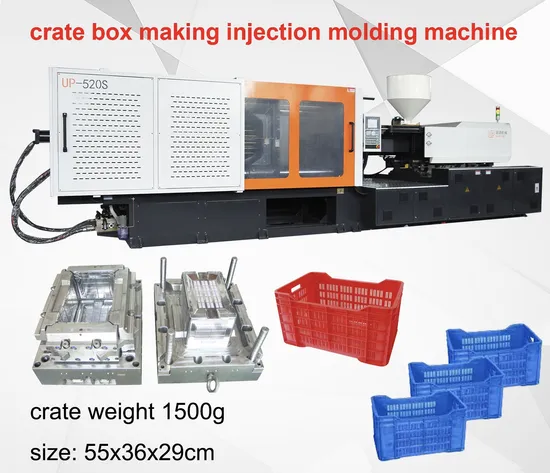 High Standard Horizontal Plastic PP Fruit Vegetable Crate Folding Box Making Injection Molding Machine